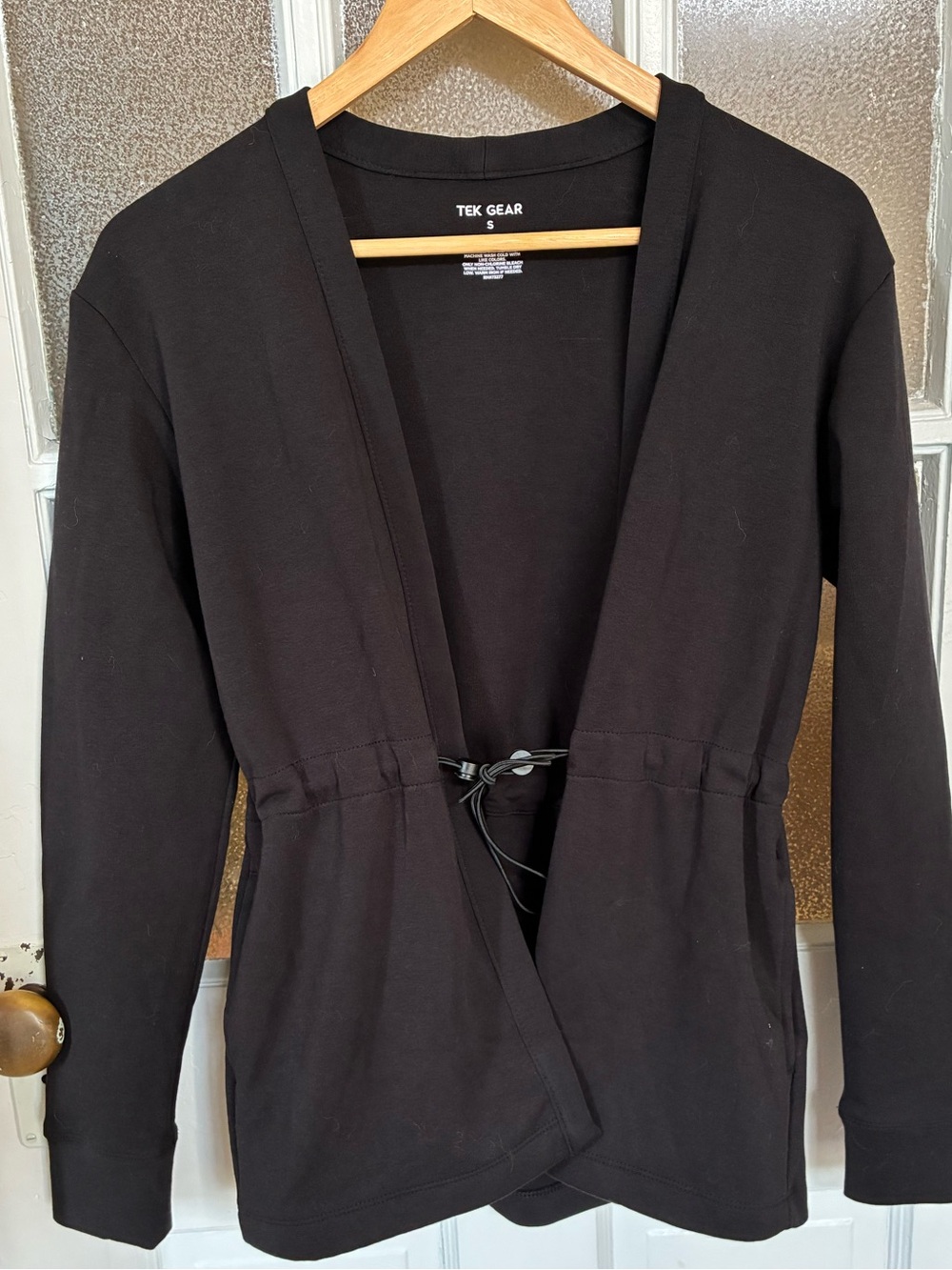 Tek Gear Women’s Black Open Front Drawstring Waist Cardigan Jacket Small